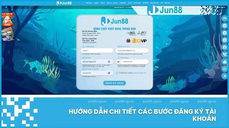 Hướng dẫn đăng ký tài khoản Jun88 dễ dàng chỉ trong 5 phút 3 Hướng dẫn đăng ký tài khoản jun88 và nhận thưởng hấp dẫn