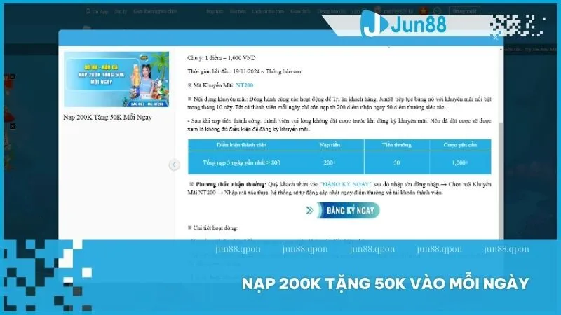 Nạp 200K tặng 50K vào mỗi ngày