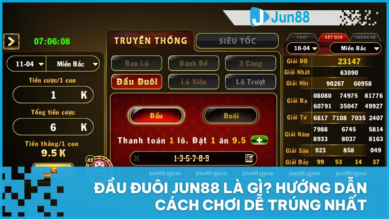 Đầu đuôi Jun88 là gì? Hướng dẫn cách chơi dễ hiểu dễ trúng nhất 1 Khám phá cách chơi đầu đuôi tại Jun88 với luật đơn giản và mẹo tăng cơ hội trúng số dành cho người chơi mới.